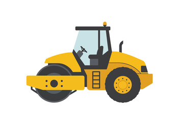 Rolling thunder A yellow road roller ready to flatten surfaces with its heavy drums