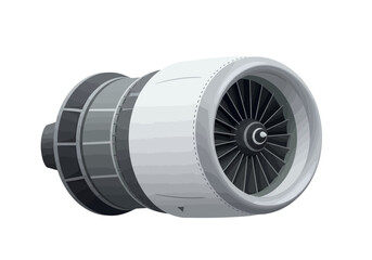 An airplane engine with fan blades a turbine and an air intake
