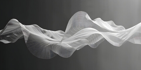 Delicate white fabric flowing gracefully against a dark background
