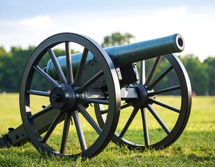 Antique cannon on grassy field