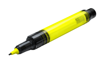 Bright yellow marker,  black accents,  transparent body