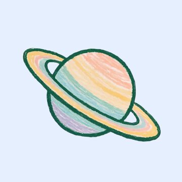 Colorful pastel planet illustration animation isolated asset, transparent 4K video, alpha channel, ProRes 4444