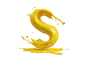 A vibrant yellow liquid letter "S