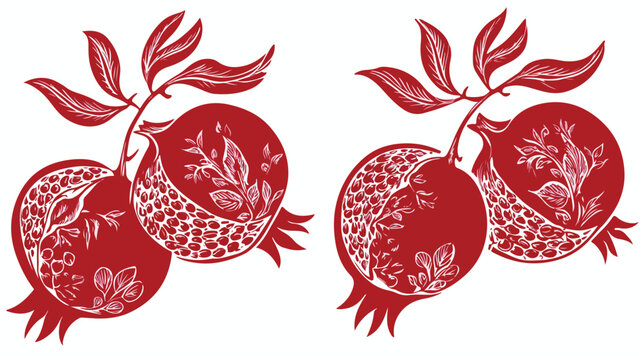 Armenian Pomegranate Motifs Silhouette Vector Icon