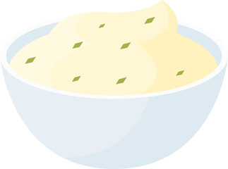 White Starch Flour in Bowl Illustration

