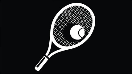 Professional Tennis Racket and Ball Sport Pictogram