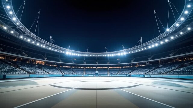 Empty Stadium at Night, Majestic Lighting, Sports Arena