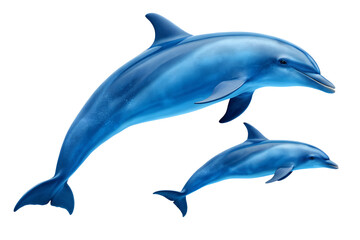 Marine Mother and Baby Dolphin Illustration Gentle Oceanic Life Rendered in 3D Graphics for Ocean Conservation