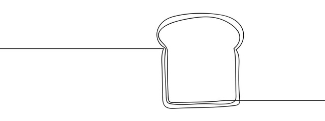 Simple hand drawn vector line continuous drawing of sliced bread, breakfast, isolated on transparent background. stroke editable