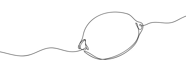 Simple hand drawn continuous line vector illustration of lemon, isolated on transparent background. stroke editable