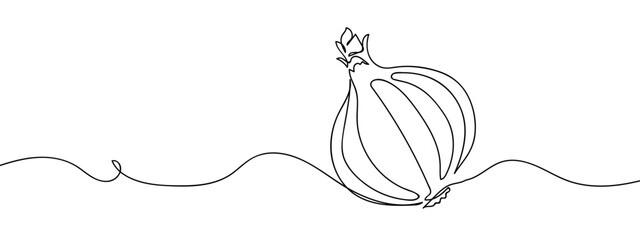 Simple hand drawn continuous vector line drawing of a whole onion, isolated on transparent background. stroke editable