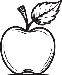 Apple Illustration: A simple, elegant illustration of a crisp apple with a single leaf, perfect for conveying freshness and natural goodness.
