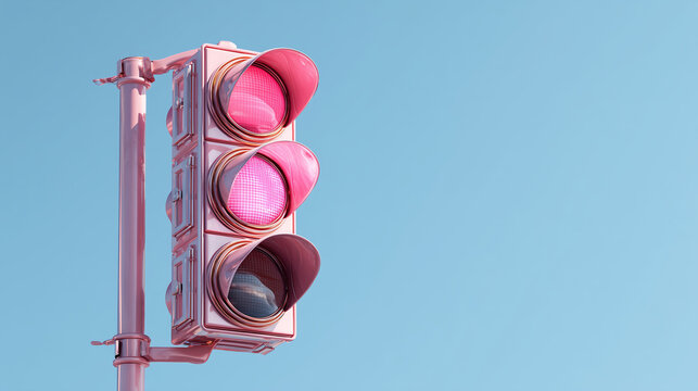 Minimal yet playful 3D depiction of traffic lights in pastel pink, offering a fresh take on classic street symbols.

 - Powered by Adobe