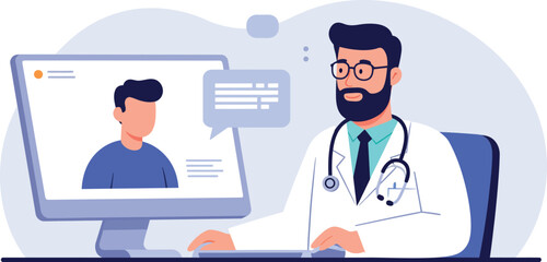 Online consultation with doctor: virtual healthcare communication scene