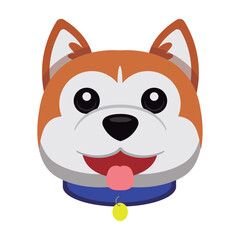Fototapeta premium Happy akita dog head view. Vector