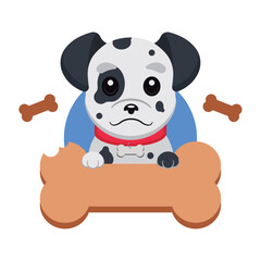 Spotted dalmatian with bone. Vector