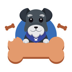 Cute schnauzer with big bone. Vector