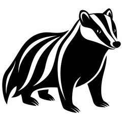 Minimalist Badger Silhouette Vector Art   Striped Wildlife Animal © Abdul Hamid