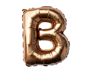Bronze Letter B Foil Balloon on Transparent Background
