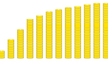 Ascending gold bar graph