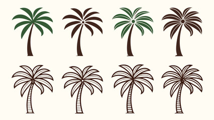 Fototapeta premium Collection of stylized palm trees set in various artistic styles