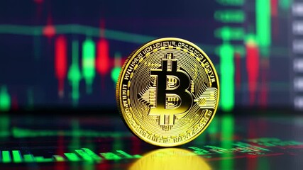 Bitcoin coin on financial data - Powered by Adobe