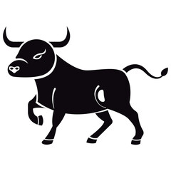 Strong black bull icon. Vector