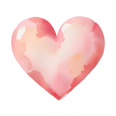 Watercolor pink heart with soft edges and pastel tones PNG