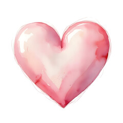 Watercolor pink heart with soft edges and pastel tones PNG