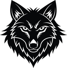 Vector art of fierce wolf head logo, a powerful symbol of wild nature and strength, isolated on white background