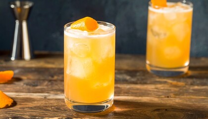 Smoky Mezcal Negroni with Orange Peel Twist. Mexican Traditional Cocktail