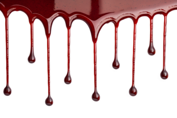 Realistic blood drips isolated on a white background, perfect for horror and medical visuals
