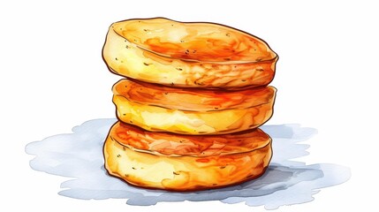 Delight in a warm scone, dotted with juicy raisins, captured in a charming watercolor illustration.