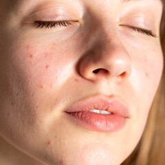 Fototapeta premium Close-up of a woman's face with acne