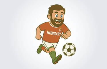 Hungary Soccer or Football Player Mascot Cartoon Character Template