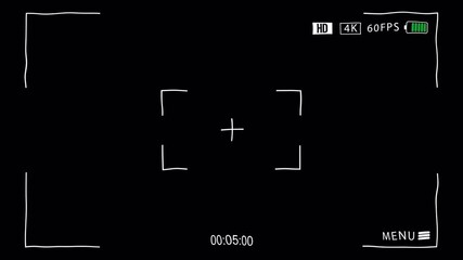 Camera viewfinder overlay on black background, technical feel. Great for overlays, effects or movie mockups