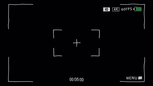 Camera viewfinder overlay on black background, technical feel. Great for overlays, effects or movie mockups