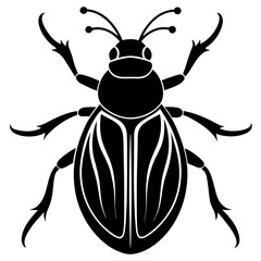 Minimalist Beetle Silhouette Vector Art | Hard-Shelled Insect Outline