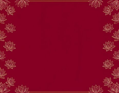 maroon poster background with lotus border