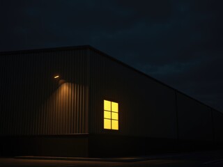 Illuminated Window in Twilight Building Facade