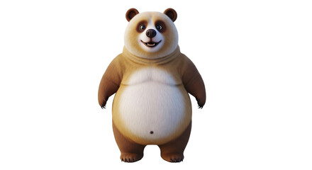 Naklejka premium 3D Cute Bear Character on Transparent Background