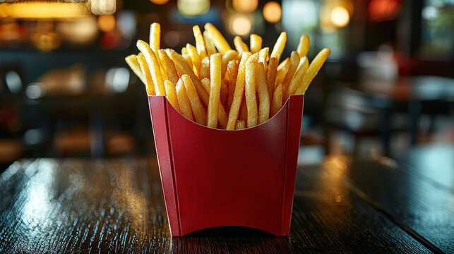 sleek digital advertisement presents fictional fast food product featuring empty fry container filled imaginary no calorie fries