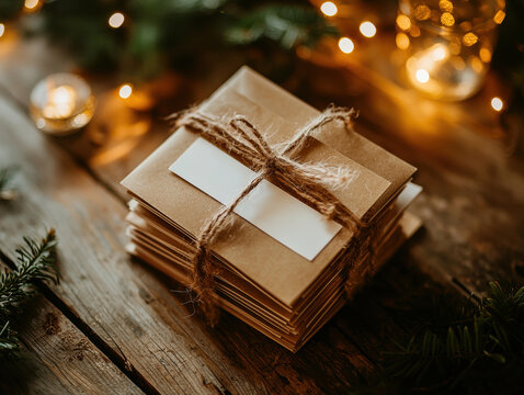collection of pun filled greeting cards is stacked neatly on rustic wooden table Soft natural light enhances warm tones, creating cozy atmosphere perfect for celebrations