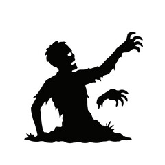 Fototapeta premium Silhouettes of zombies rising from the grave