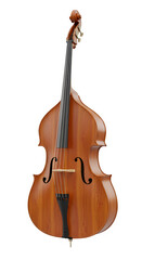 Wooden double bass instrument on white background  isolate