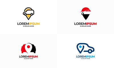Set of Car Shop Logo Template Design Vector, Car Point Finder Logo Template Design Vector