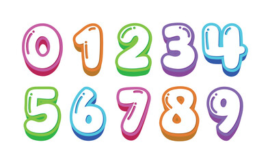 colorful cartoon numbers for kids education