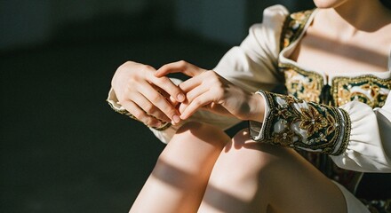 Elegant Woman's Hands and Costume