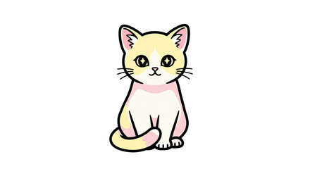 Obraz premium Cartoon Kitten Illustration on Transparent Background