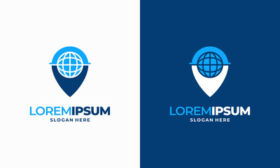 World Pin Place Navigation logo designs concept vector, Internet Point logo designs concept illustration symbol